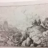 "Noors landschap met tekenaars op een rots"