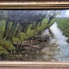 Landschap met roeiboot in sloot met knotwilgen
