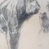 studie tekening spittende boer