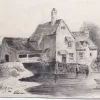 jeugd tekening "watermolen aan een waterplas"